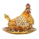 thumbnail image 1 of Cajas de baratijas con estatuilla de gallina dorada, joyero pequeño exquisito hecho a mano con diamantes de imitación para decoración de escritorio, 1 of 5