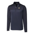 thumbnail image 2 of Men's Cutter & Buck Navy West Virginia Mountaineers Traverse Stripe Quarter-Zip Pullover Top, 2 of 3