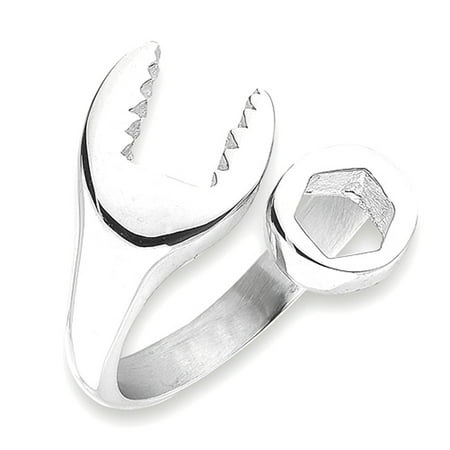 Stainless Steel Tool Wrap Open Wrench Mechanic Bolt Wrap Tool Ring ( Sizes 6 7 8 9 10 11 12 13 ) New Stainless Steel Band Rings by Sac Silver (Size 13) ()