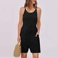 thumbnail image 4 of biudgviw Jumpsuits for Women Scoop Neck Sleevelsess Camisole Shorts Rompers Drawstring Waist Front Pocket Wide Leg Overalls Summer, 4 of 6
