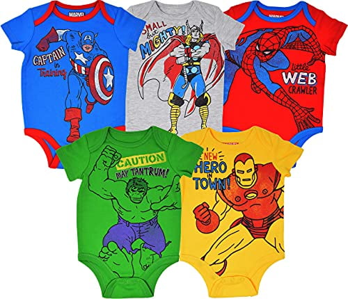 Marvel Comics Baby Boys Bodysuit Vests 5 Pack Baby Essentials 3-9 Months BNWT 