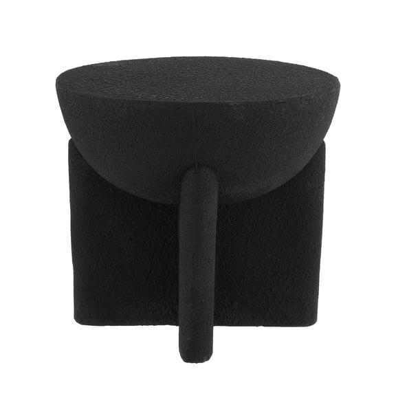 Brady 16.25" Minimalist Modern Drum Accent Table , Black Frosted