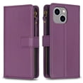 thumbnail image 4 of Zipper Wallet Case for iPhone 14 Wrist Hand Strap PU Leather Flip Case, Credit Card Slots Kickstand Magnetic Clasp TPU Shell Shockproof Cover for iPhone 14 Women Men, Darkpurple, 4 of 9