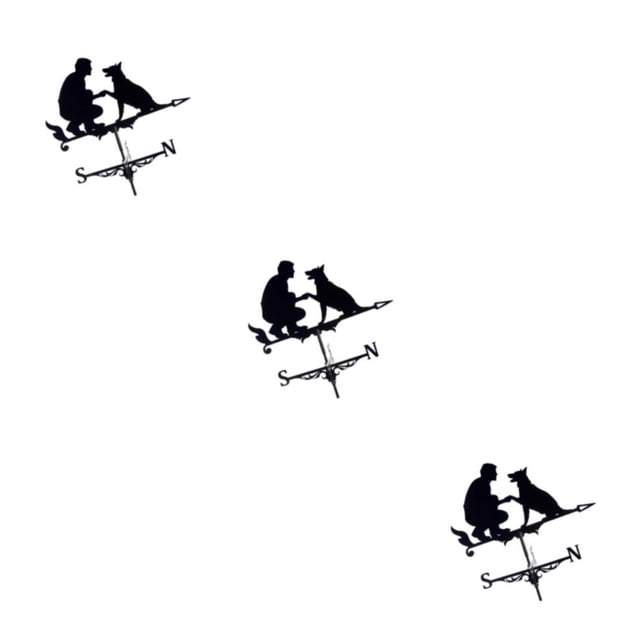 relayinert Weather Vane Farm Bracket Weathervane Farmhouse Durable Scene Classic and Timeless Style Man with Dog 3Set