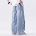 thumbnail image 5 of Conairie Men Jeans Relaxed Fit Elastic Waist Denim Pants Fashion Solid Comfy Lightweight Outdoor Hiking Pants With Pocket Light Blue M, 5 of 7