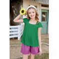 thumbnail image 4 of Arshiner Summer Shirts for Girls Girls Short Sleeve Tops Casual Square Neck T Shirts Kids Tunic Tees Blouses Black 11-12 Years 160 Oasis, 4 of 6