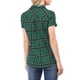 thumbnail image 3 of Camisas de cuadros para mujer Inspire Chic, con cuello de punta y botones, color verde L, 3 of 7