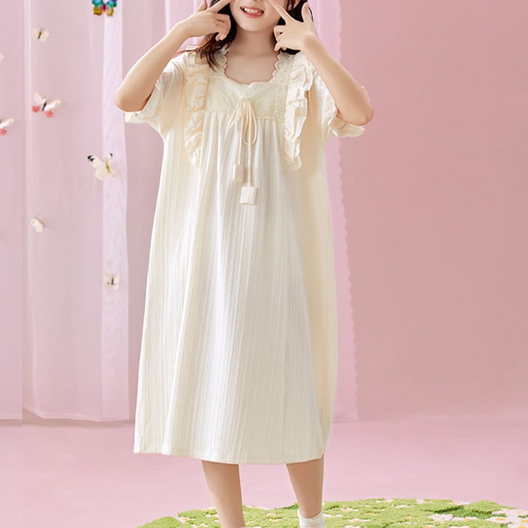 Ugoldhm Girls Thin Cotton Lace Sleep Dress - Short Sleeve Ruffle Square Neck Midi Dresses, Size 4-18 - Walmart.com Ugoldhm Girls Thin Cotton Lace Sleep Dress - Short Sleeve Ruffle Square Neck Midi Dresses, Size 4-18 - Walmart.com