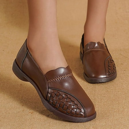 

HIBRO Women Casual Shoes Breathable Slip On Flats Bow Beaded Striped Canvas Straw Sole Leisure Sneakers
