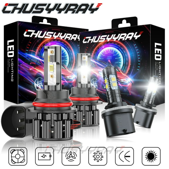 4Pcs 9004/9007/HB5 LED Headlight Bulbs 899 880 Fog Light Bulbs Plug&Play Kit White，CHUSYYRAY