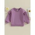 thumbnail image 2 of Wassery Toddler Girl Casual Sweatshirts 6M 12M 18M 24M 3T 4T Baby Girl Solid Color Crew Neck Long Sleeve Pullovers Tops Fall Loose Fit Clothing for Child Girl, 2 of 9