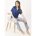 thumbnail image 4 of Moomaya Solid Short Sleeves Shirt Style Collar Top, Womens Summer Pullover Tunic, 4 of 8