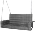 thumbnail image 2 of Topbuy Outdoor Wicker Hanging Swing Bench with Cushions and Rustproof Chains, Turquoise, 2 of 10