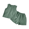 thumbnail image 3 of Toddler Baby Boy Clothes Short Sleeve Color Block Sweatshirt Top Drawstring Pants Set 2pcs Summer Outfits 6-12 Months 12-24 Months 2t 3t 4t 5t 6t 7t Children(Green,18-24 Months), 3 of 6