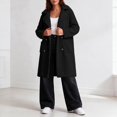 thumbnail image 6 of KICILVS Long Sherpa Jacket Women Fuzzy Button-Down Coat with Pockets Notched Collar Warm Winter Outerwear for Casual, 6 of 7