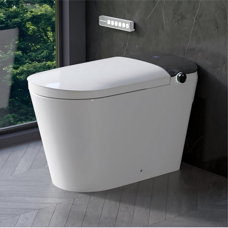 DeerValley Smart Toilet with Bidet Built In, Auto Open/Close, 1000 MaP Auto Dual Flush, Adaptive Temperature Control, Bubble Massage Wash, Foam Shield, ADA Height,Pump-Assisted for Low Water Pressure