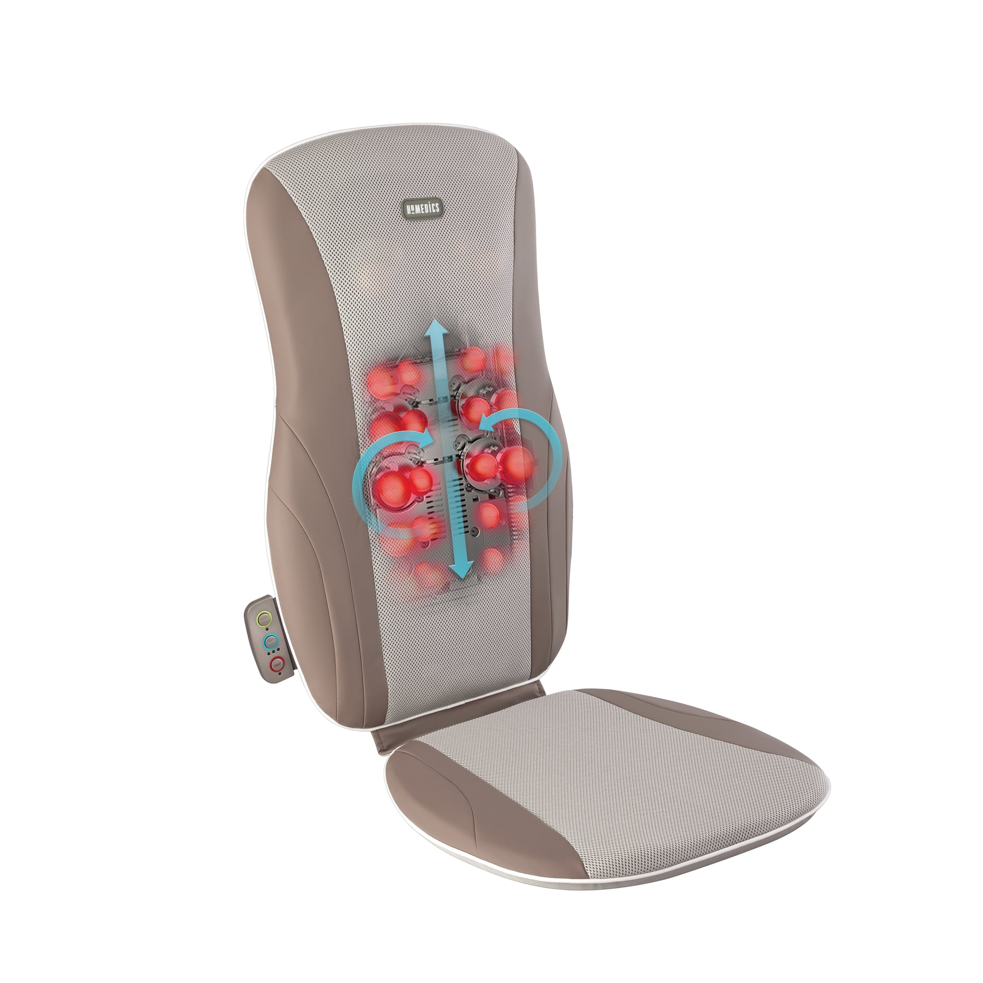 Homedics Shiatsu Massage Cushion + Heat, Deep Kneading Massager, Fits Most Chairs, 3 Massage Zones
