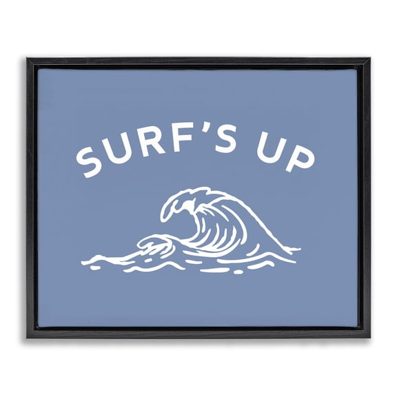 Stupell Industries Tropical Surf's Up on Blue Black Floating Frame Canvas Art, 31 x 25, by Lil' Rue