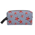 thumbnail image 2 of Uemuo Starfish Navy Blue Stripe Pattern Portable Toiletry Bags with Handle, Waterproof travel Make up Bags for Women, Large Capacity Travel Cosmetic Bags, 2 of 9