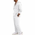 thumbnail image 6 of Men's Linen Suits Long Sleeve Hoodie Drawstring Straight Leg Pants Breathable Casual Daily Wear Matching 2 Piece Outfit L, 6 of 9
