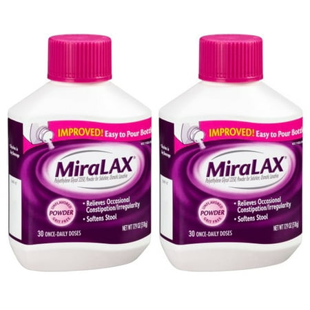 (2 Pack) MiraLAX Polyethylene Glycol 3350 Powder Laxative, 17.9 Oz, 30 (Best Otc Laxatives For Weight Loss)