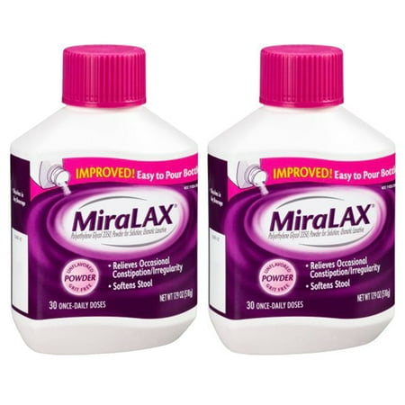 - (2 Pack) MiraLAX Polyethylene Glycol 3350 Powder Laxative, 17.9 Oz, 30 Dose