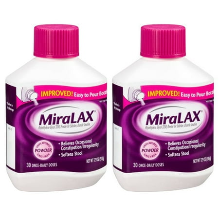 (2 Pack) MiraLAX Polyethylene Glycol 3350 Powder Laxative, 17.9 Oz, 30 (Best Natural Laxative For Chronic Constipation)