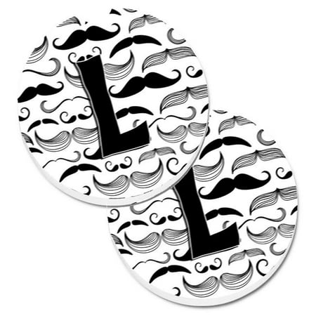 

Letter L Moustache Initial Set of 2 Cup Holder Car Coaster
