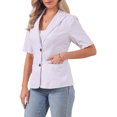 thumbnail image 4 of INSPIRE CHIC Women's Blazer Button Lapel Collar Short Sleeves Spring Summer Wear-to-Work Blazer S Light Purple, 4 of 5