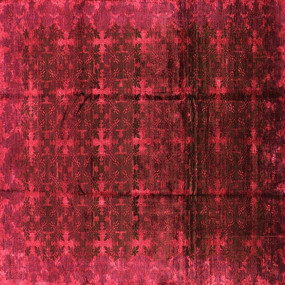 Ahgly Company Indoor Square Oriental Orange Industrial Area Rugs, 4' Square