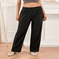 thumbnail image 4 of PENGXIANG Pantalon Décontracté pour Femmes avec Taille Élastique, Jambe Droite Ajourée, 4 of 7