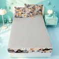 thumbnail image 4 of meiyoeat Cute Cat Pattern Zipper Full Size Comforter Sets with Fitted Sheet and 2 Pillowcases,Colorful Pet Print Zipper Bedding Set,Light Gray Reversible,4pcs, 4 of 7