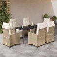 thumbnail image 1 of vidaXL 7 Piece Garden Dining Set with Cushions Beige Poly Rattan, 1 of 5
