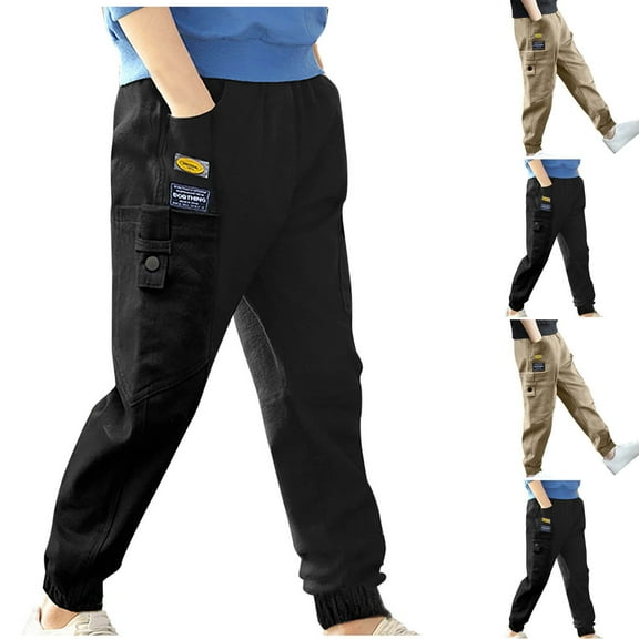 breaise Boys Cargo Joggers Pants Elastic Waist Casual Jogging Trousers Casual Pants Hiking School Uniform Sweatpants Joggers for Kids