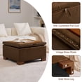 thumbnail image 4 of HASLE 24" Square Storage Ottoman Coffee Table, Linen Tufted Ottoman with Reversible Wooden Tray Lid, Ample Storage Footstool, Dark Brown, 4 of 8