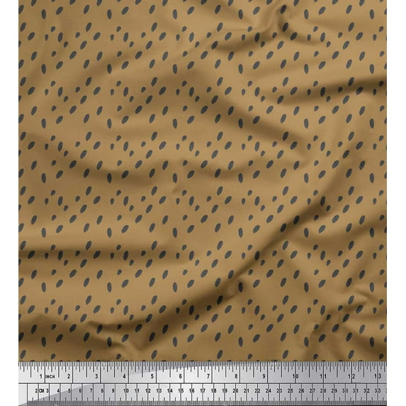 Soimoi Brown polyester Crepe Fabric Brush Stroke Abstract Fabric Prints By Yard 52 Inch Wide