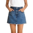 thumbnail image 2 of Purcolt Denim Skirt for Girls 4-15 Years, A-Line High Waisted Mini Jean Skirt with Elastic Waistband & Frayed Hem, 2 of 9