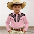 thumbnail image 2 of Bobifish Big Kids Button Down Shirts Long Sleeve Fall Western Denim Color Block Shirts Boys Girls Oktoberfest Outdoor Holiday Tops, 2 of 4