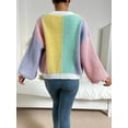 thumbnail image 7 of Contrast Color Knit Cardigan Sweater (S, MultiPurple), 7 of 7