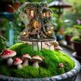 thumbnail image 3 of Eqslft Enchanted Treehouse Garden Stake, Acrylic Fairy Tale Tree House Yard Decor with Glowing Lanterns and Floral Accents, Miniature Garden Art Ornament, 3 of 7