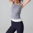thumbnail image 2 of MOJOGO Women's Workout Tank Side Ruched Sleeveless Tees Moisture Wicking Athletic T-Shirts Yoga Pilates 2 in 1 Shirts L, 2 of 7