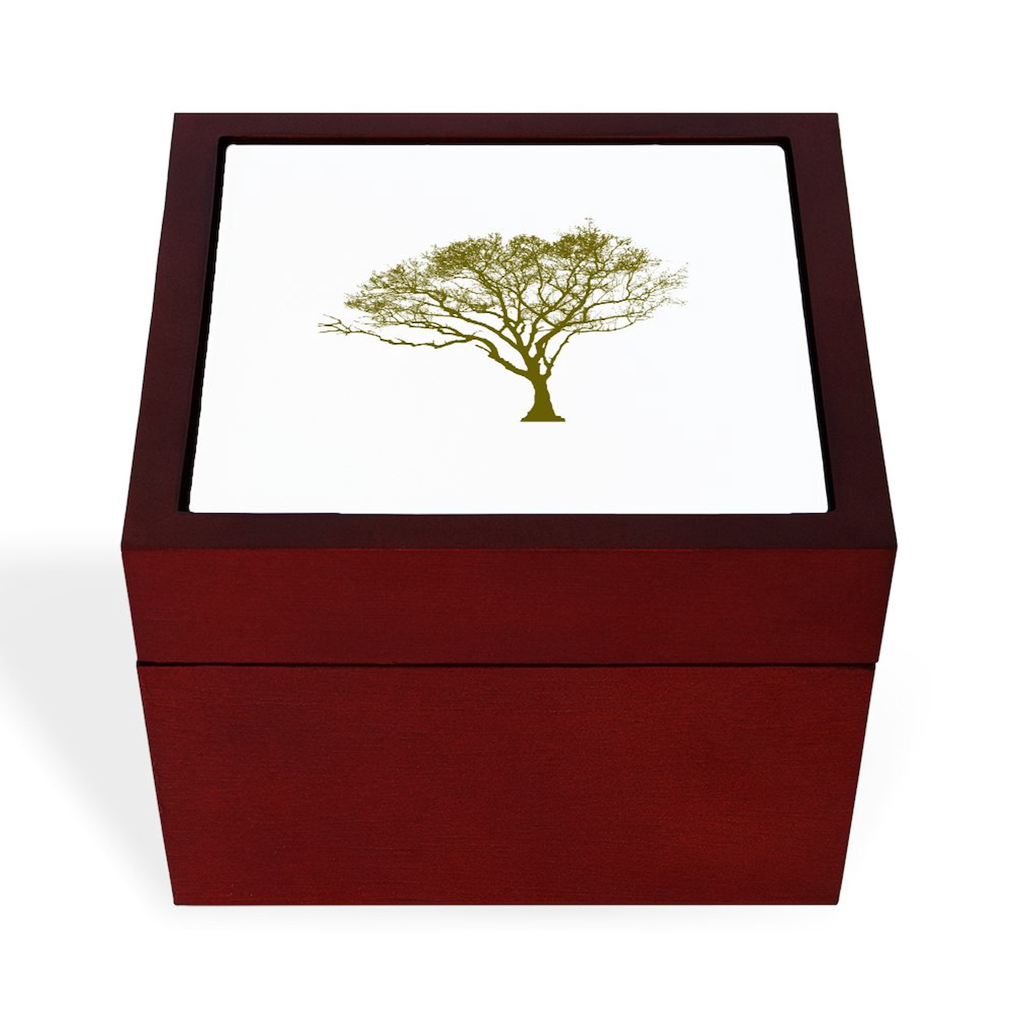 CafePress - Green Tree - Keepsake Box Finished Hardwood Jewelry Box Velvet Lined Memento Box