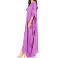 thumbnail image 4 of Sakkas Favi Womens Casual Long Maxi Dress Caftan Cover Up Loungewear in Rayon - Purple - One Size Regular, 4 of 5