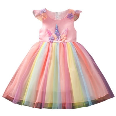 Lindo vestido de diseño para niña, falda de malla, falda de princesa, falda abullonada de primavera, falda de arcoíris con degradado, regalo para el Día del Niño