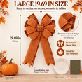 thumbnail image 2 of Halloween Pumpkin Wreath Bow, Faux Ribbon Ornament, Thanksgiving Fall Door Decor, Large Velvet Bow for Wreath & Tree, Rustic Harvest Decoration Accent​, C, 2 of 7