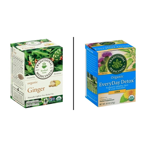 Traditional Medicinals Organic Ginger 16 ct & Traditional Medicinals Organic Everyday Detox 16 ct