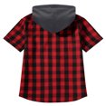 thumbnail image 5 of Mens Flannel Hoodie Plaid Shirt Short Sleeve Button Down Casual Shirt Jacket Lightweight Summer Shacket Jacket, 5 of 6