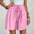 thumbnail image 2 of RYRJJ Bermuda Shorts for Women Knee Length Elastic Waist Drawstring Loose Wide Leg Shorts Summer Casual Beach Short 2025(Hot Pink,XL), 2 of 9