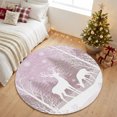 thumbnail image 3 of Round Rugs 5Ft, Pink Christmas Round Area Rug Washable Indoor Throw Carpet, Xmas Elk Tree Snowflake Soft Non Slip Circle Rug for Cabinet Bathroom Home Decor, 3 of 8