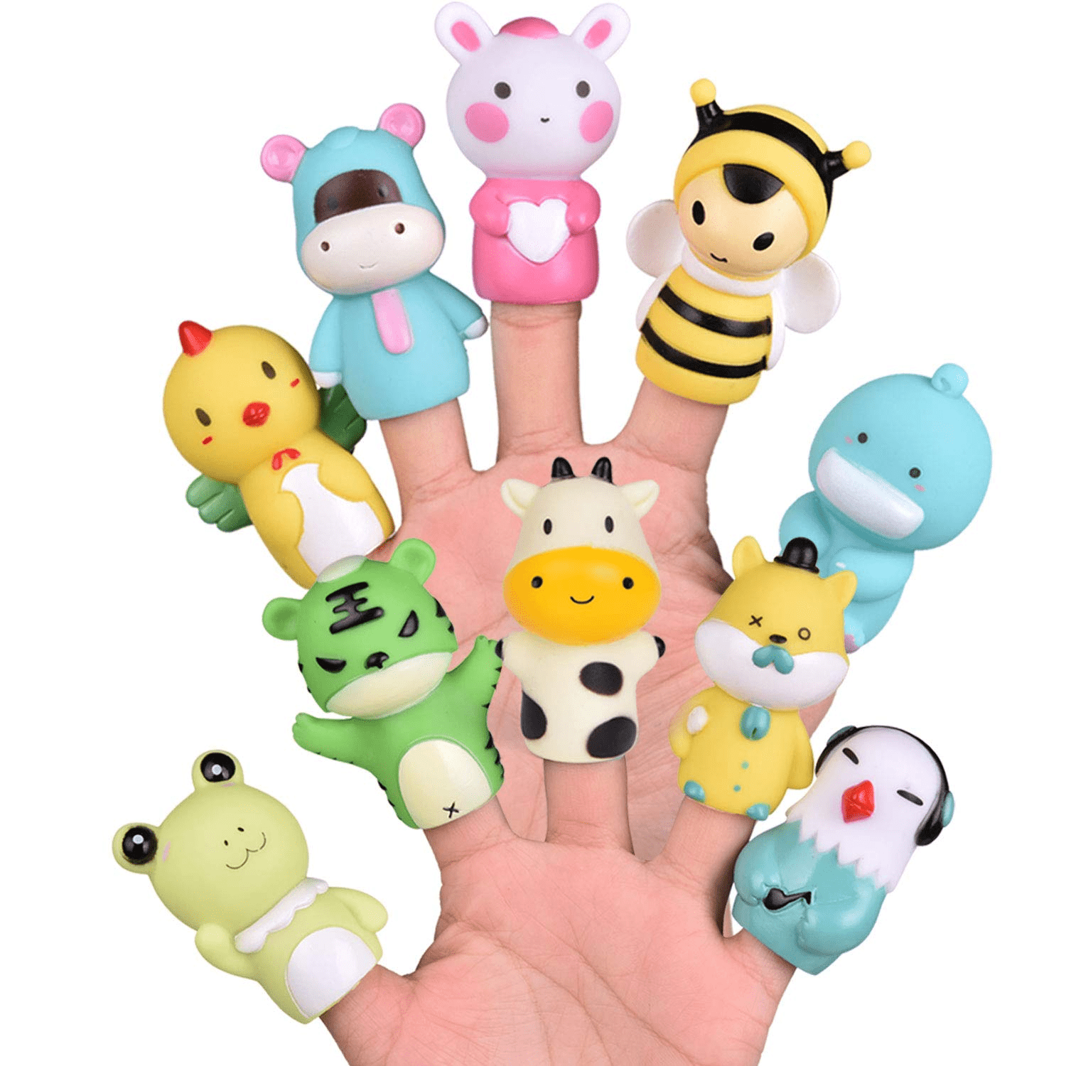 New Spring 5 Finger Puppets Animals Lamb Bunny Frog Chick Easter Bath Toy 